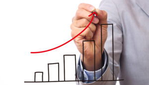 右肩上がりの棒グラフ