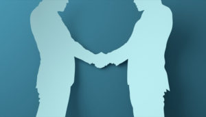 握手をする経験者のイラスト